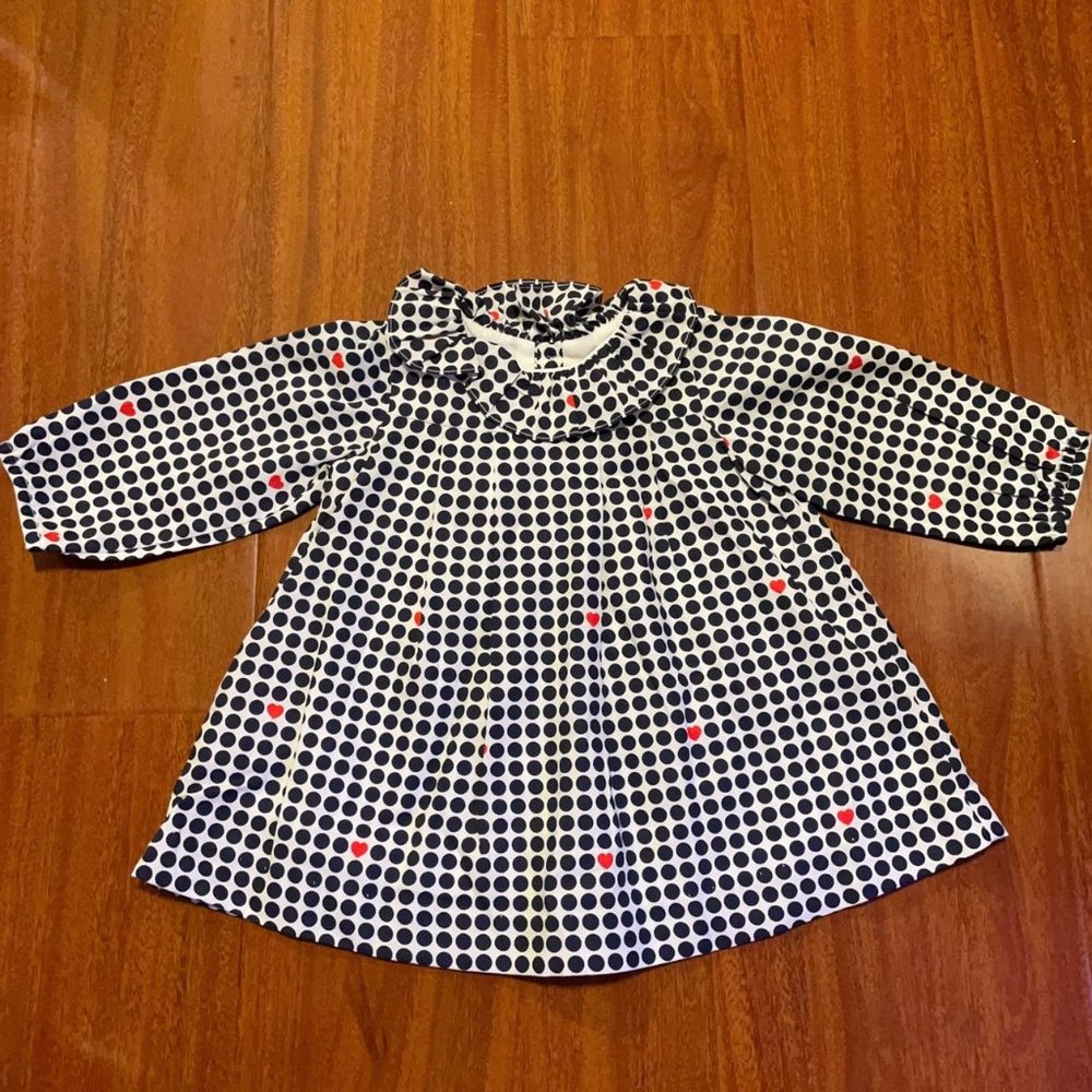 Jacadi Black Dot Dress with Hearts
